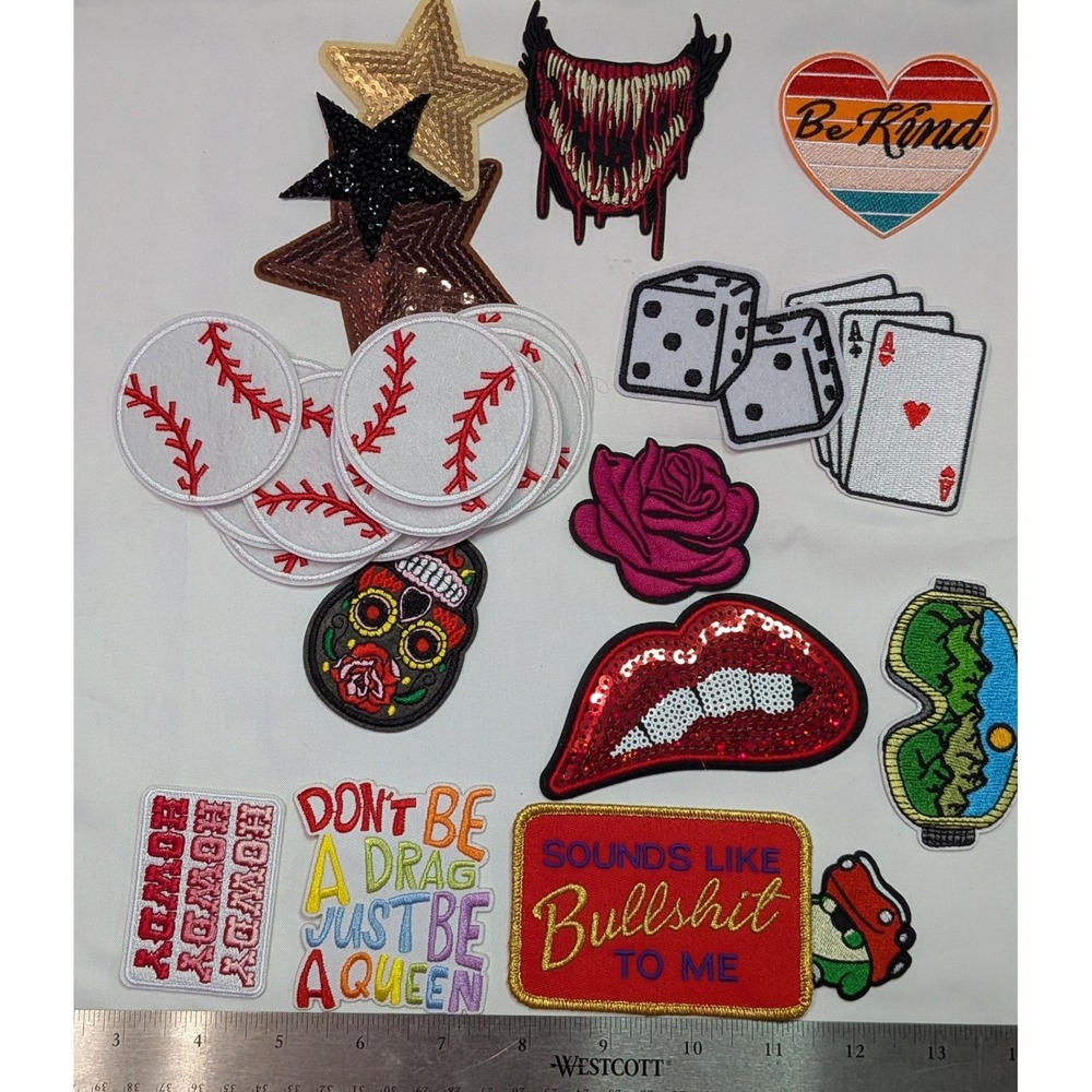 Mixed Lot Patches Unisex OS Multicolor New DIY Iron-On Sequin Baseball